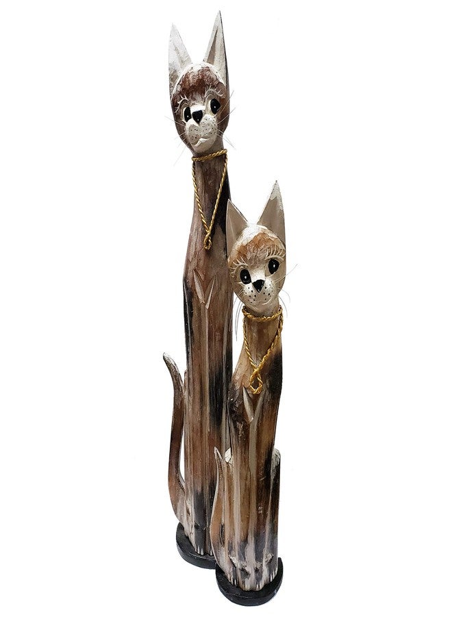 Stoneage Arts Assorted Wooden Cats with Varying Patterns (Necklace, Small & Medium: 24 & 32 inch) - Image 1